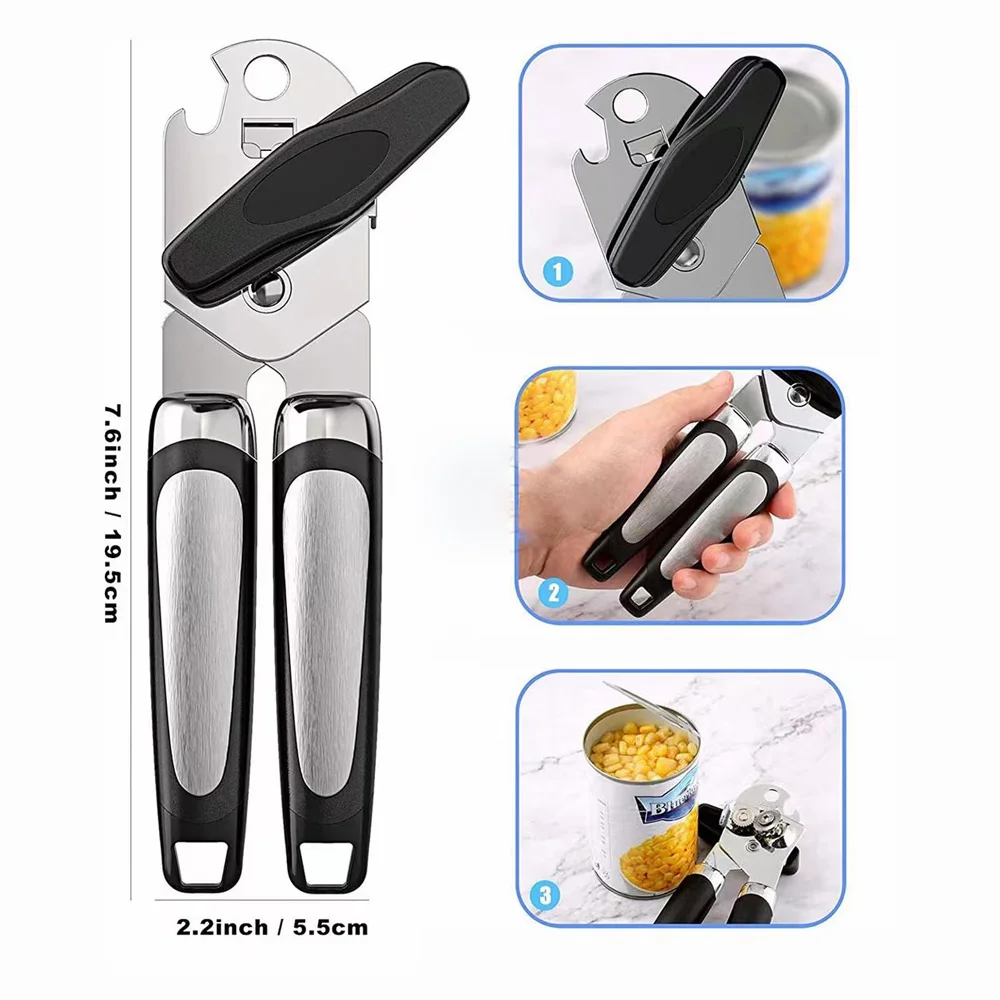 Stainless Steel Can Opener Multifunctional Grip Opener Side Cut Professional Tins Bottle Opener Kitchen Gadgets BEST SELLERS