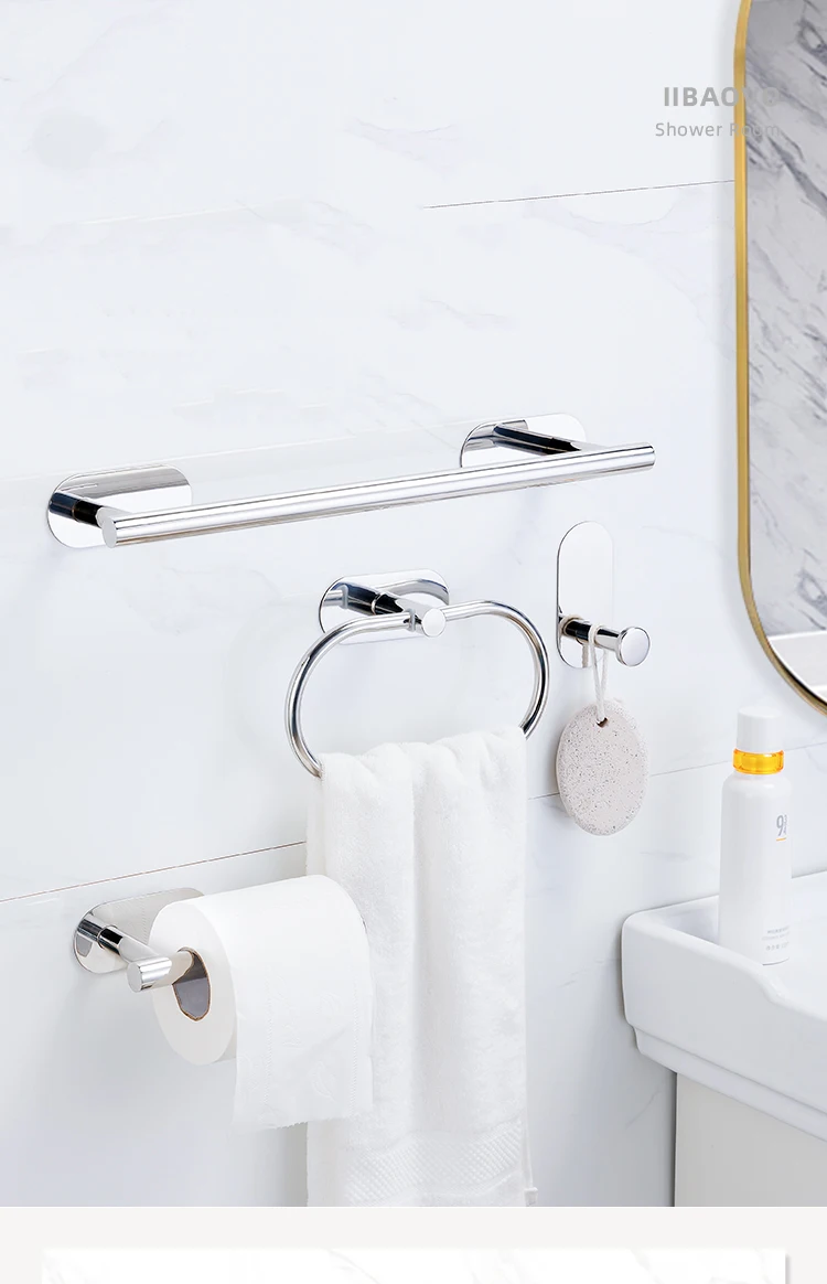 Description Picture 2 of itemBathroom Accessories Sets No Drilling Toilet Tissue Roll Paper Holder Towel Rack Bar Rail Ring Robe Clothes Hook Hardware