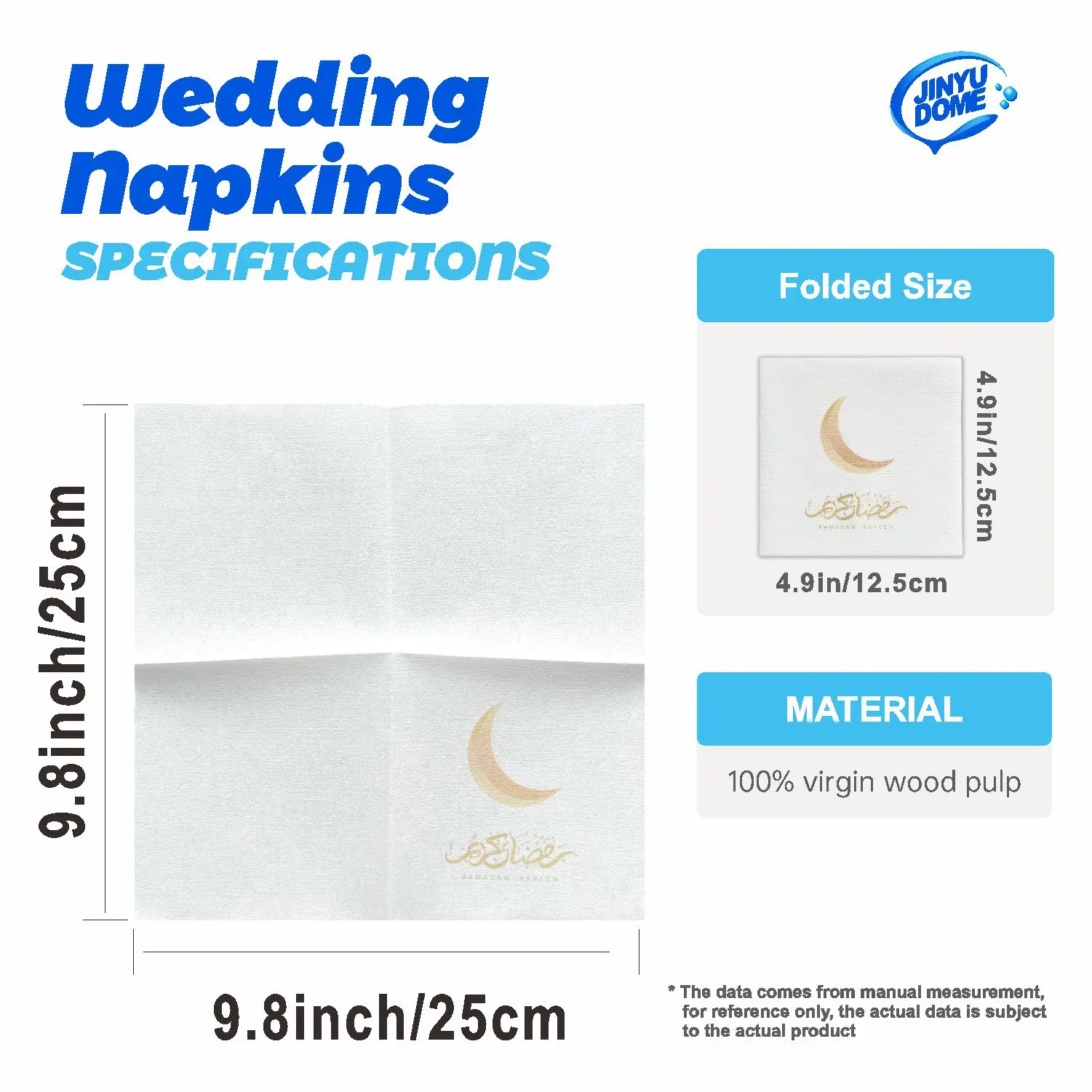 Ramadan Eid Napkins Disposable Cocktail Beverage Guest Dinner Napkins 50/100Pcs 9.8x9.8inch for Themed Party/Table Decoration