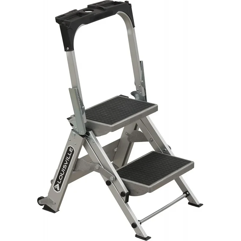 Foot Step Stool, 300-Pound Capacity L-2011-02 Stocking stepstool, 2-feet, Silver