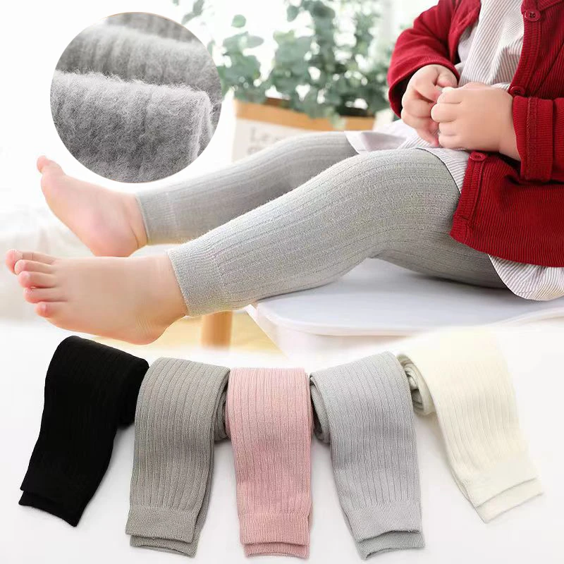 Winter Girls Leggings Warm Fleece Baby Girl Tights Ribbed Toddler Kids Pants Stockings Autumn Pantyhose 0-6Yrs Children Clothes
