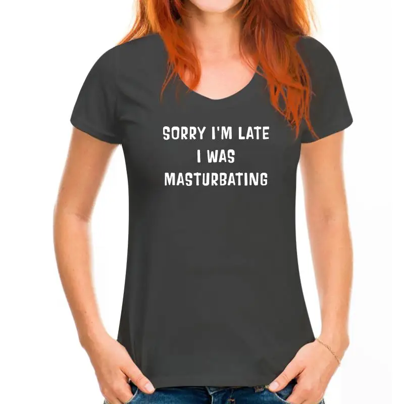 Tanie T-shirt męski przepraszam, że jestem spóźniony, że masturbowałem wersję 2 t-shirt damski sklep