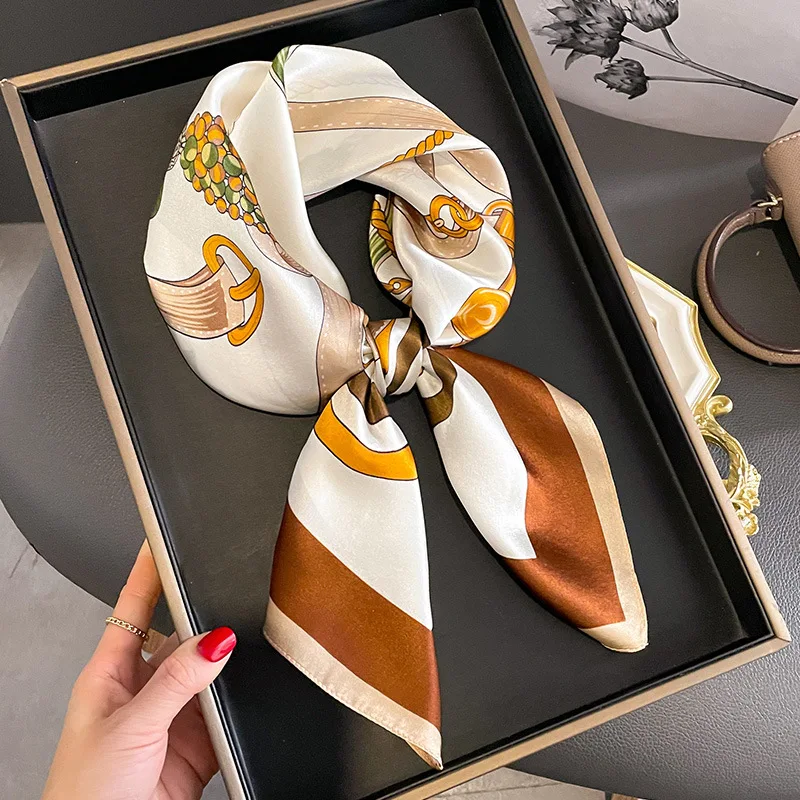 1pcs 70cm Women's Simulated Silk Square Scarf Fashionable and Versatile High-end Scarfs Bag Clothing Accessories Square Scarf 2