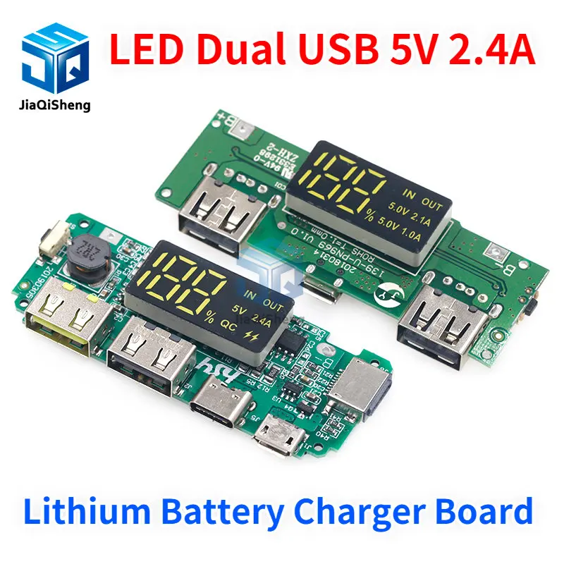 Светодиодный двойной USB 5 В 18650 а Micro/Type-C внешний аккумулятор модуль зарядки