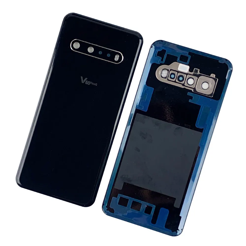 LG V60 ThinQ 5G용 유리 배터리 커버 후면 하우징 백 커버 배터리 도어 케이스 + 카메라 렌즈