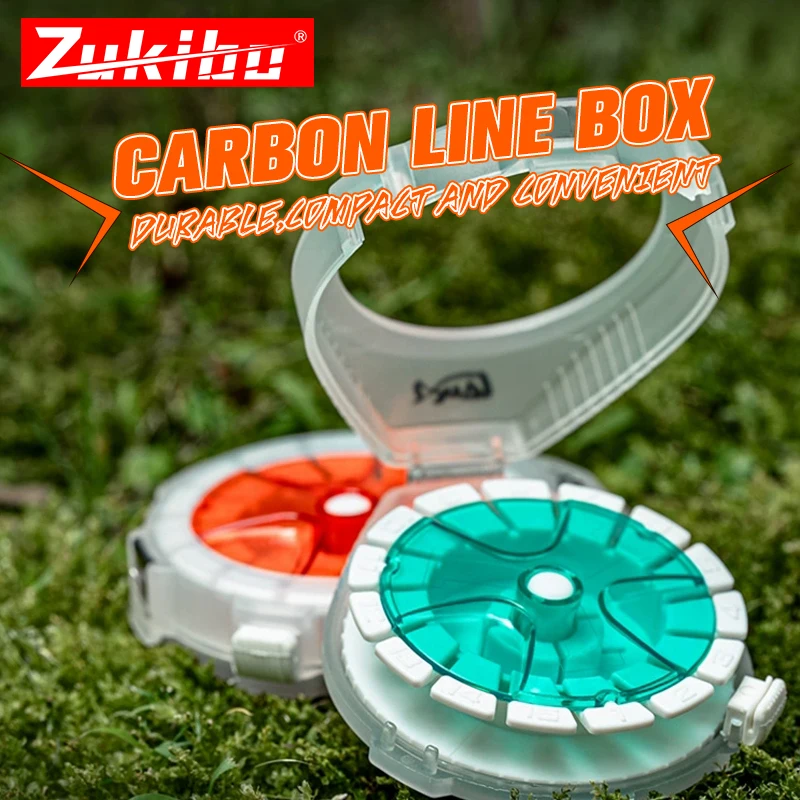 Boîte rangement fil pêche ZUKIBO carbone : plateau enrouleur anti-retour pour accessoires et outils de pêche