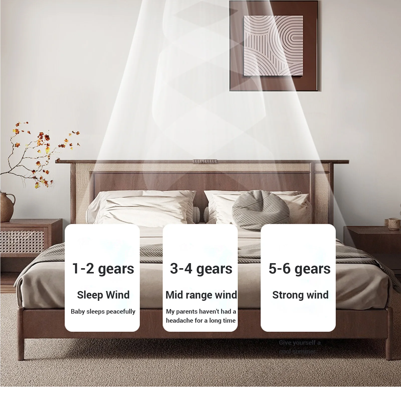 Ventilateur de plafond rétro en noyer - vue 7