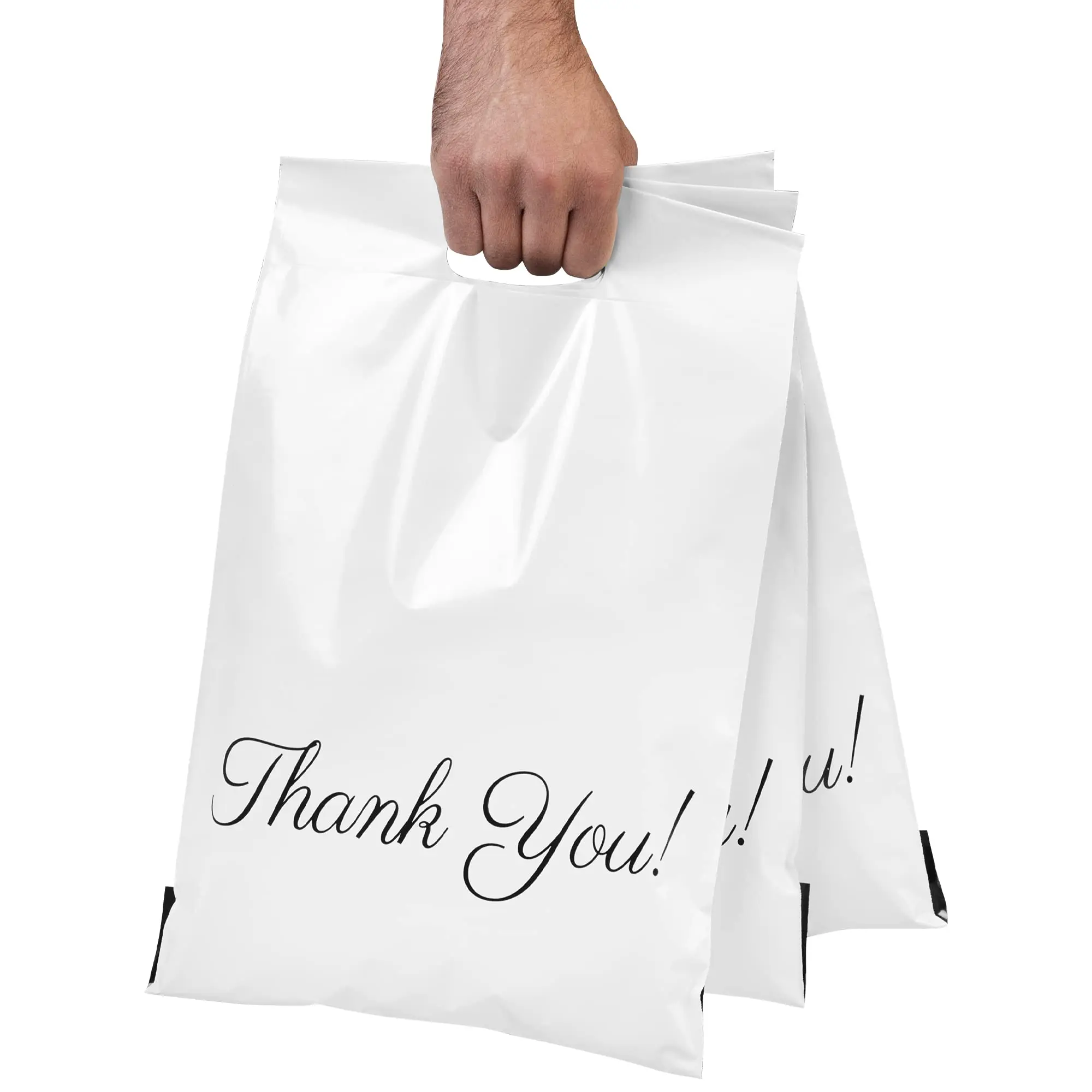 Poly Mailers com Alça Embalagem Bolsas de Envio Obrigado Mailing Envelope Auto Selo Grosso 10x13 Pacote de 10 - Imagem 5