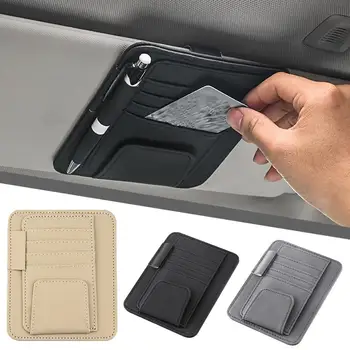Car Sun Visor Organizer Multi-Pocket Business Card Storage Management Sunglasses Holder Visor Accessories Auto Interior 1