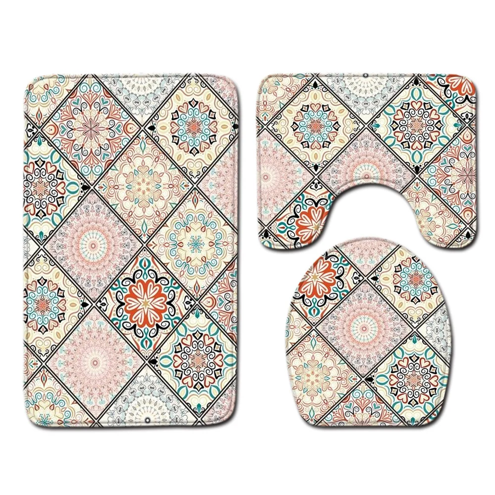 

Bathroom 3-piece non-slip Carpet U-shaped Toilet Seat Upholstery Super Soft and Absorb water