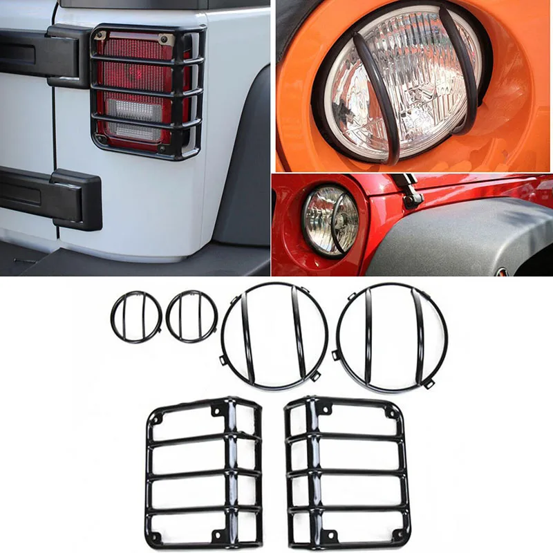 

8 шт./компл. защитная накладка на заднюю фару для Jeep Wrangler JK 2007-2016 2017