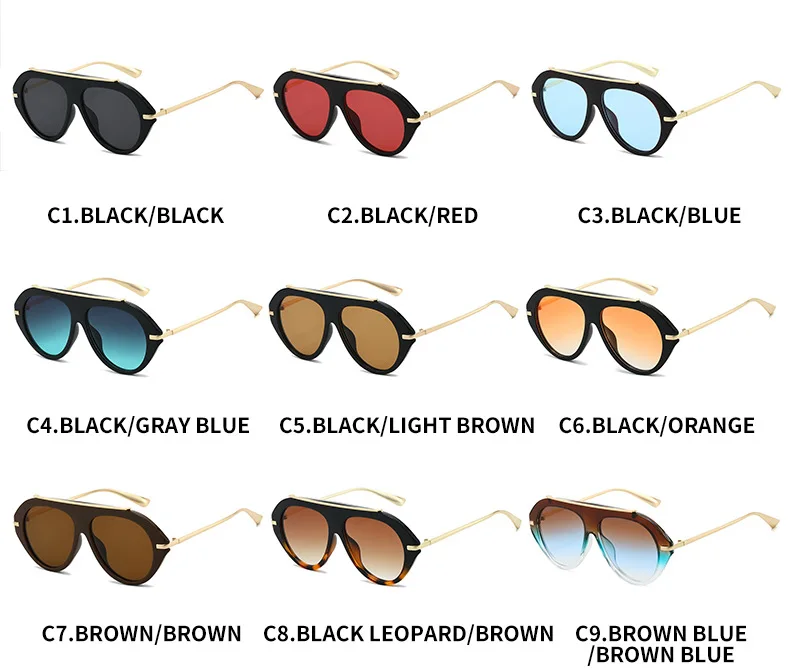 Vintage Oversize-Sonnenbrille aus Legierung, oval, für Damen, neue Mode, Farbverlauf, elegante Sonnenbrille, Retro-Outdoor-Fahrbrille – Detail 8