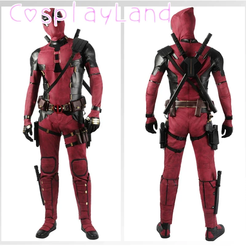 

New Arrival DP3 Mr. Pool Cosplay Costume Hero Complete Clothes Red Leather Men Jumpsuit Halloween Carnival Christmas Outfit