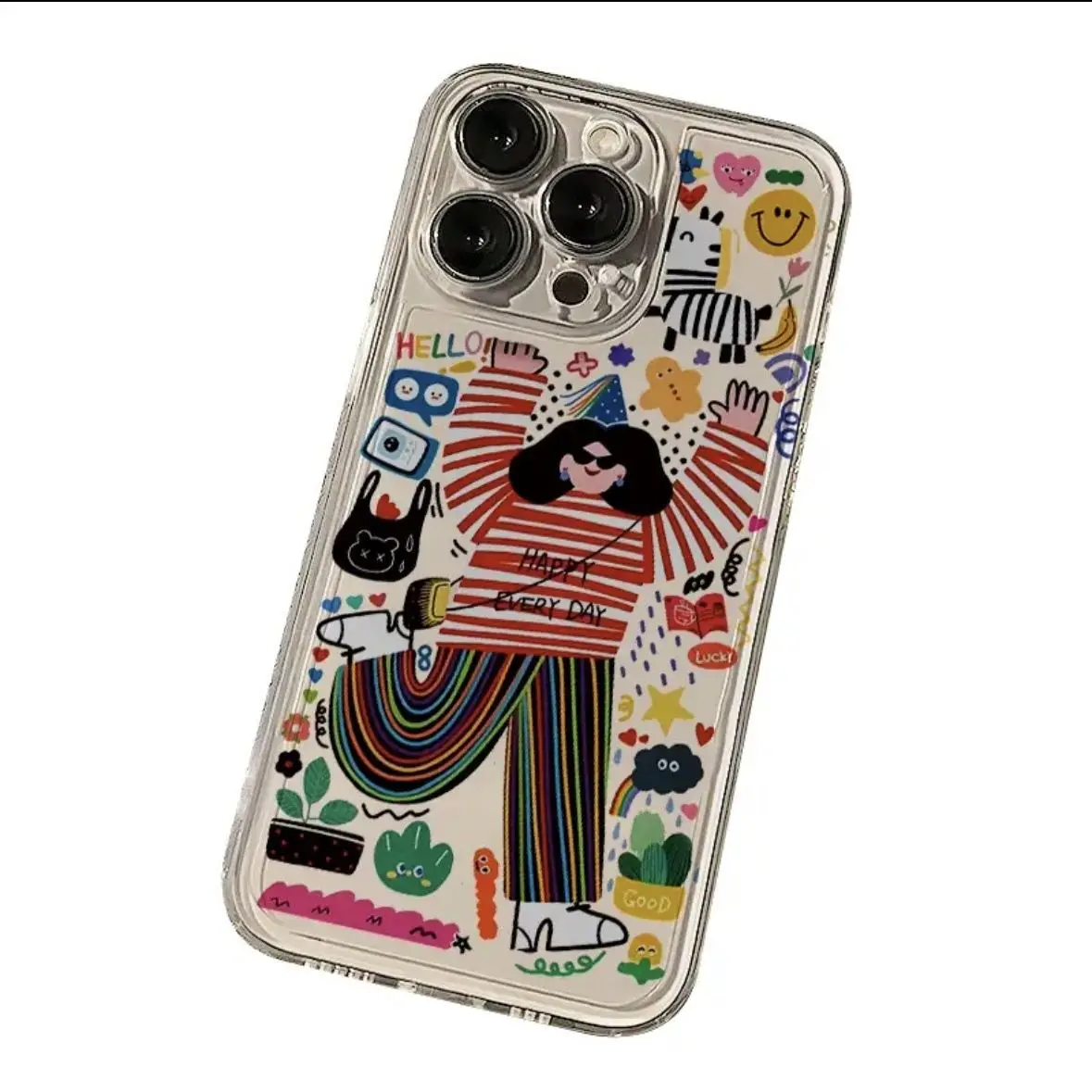 حافظة هاتف Happy Girl Line Trend لهاتف آيفون 16 15...