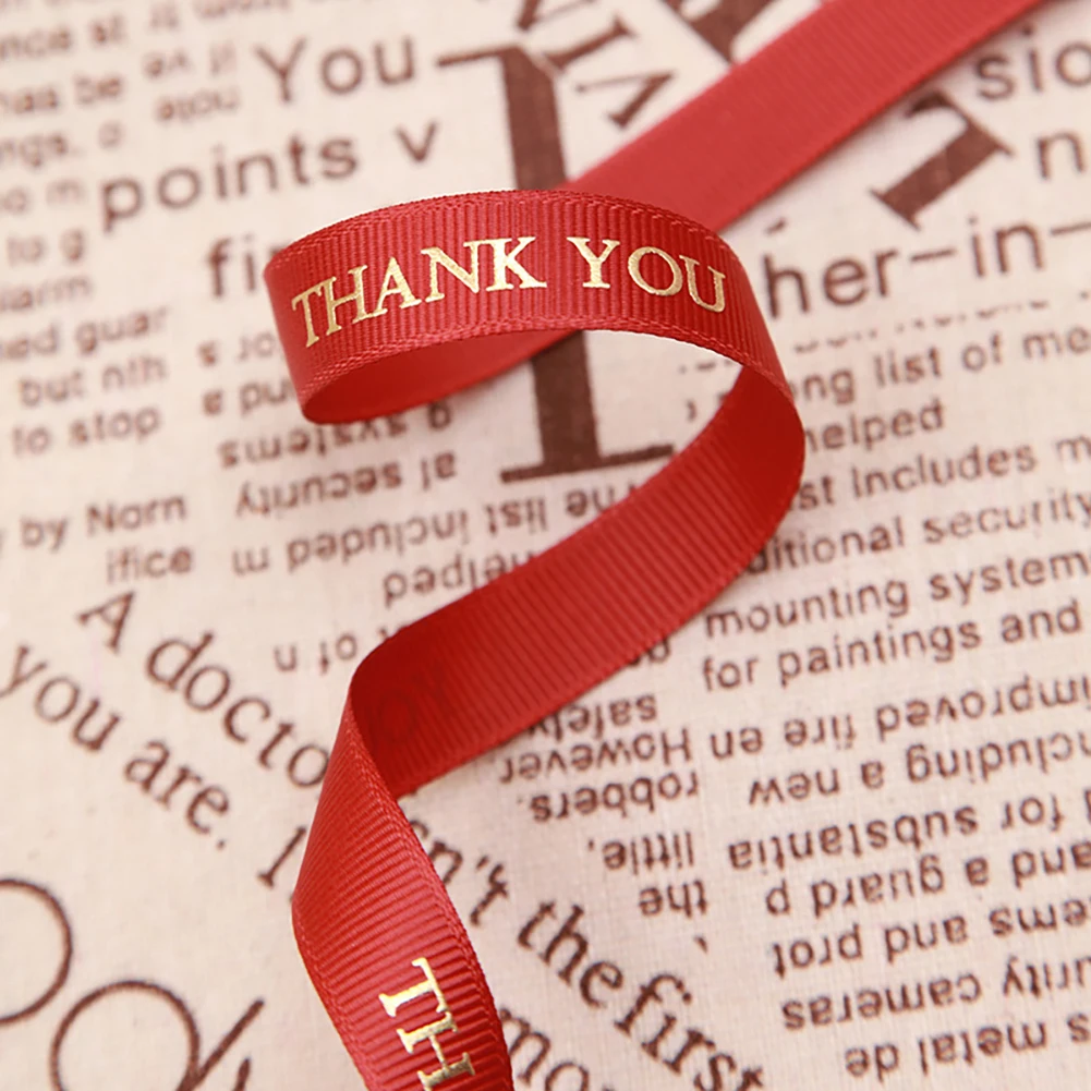 Satin Ribbon 9 Metre/Roll Thank You Polyester 15MM DIY Bow Make Crafts Card Gifts Wrapping Flowers Floral Tied Accessories