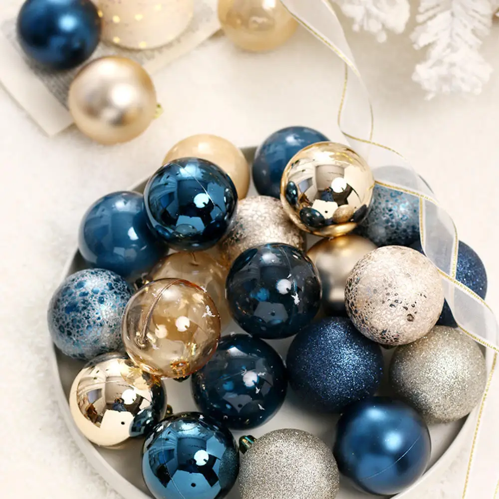 

12pcs 6cm Xmas Ball Baubles Decor Hanging Pendant Bauble Christmas Tree Decorations Ball Blue Gold Silver Plastic Ball Access