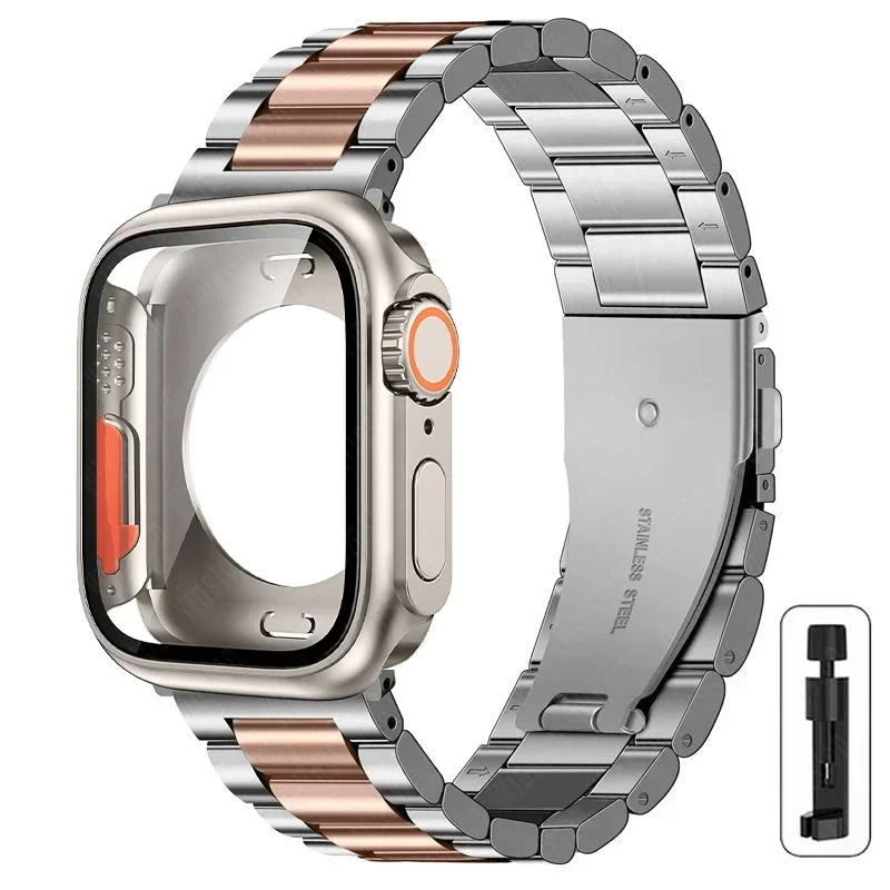 Premium Stainless Steel Watch Strap with Ultra Protective Case