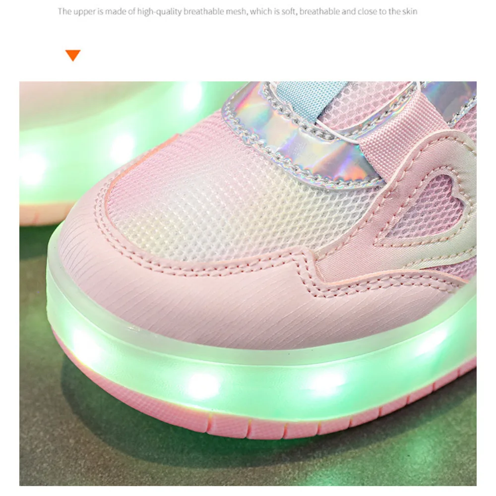 Leuchtendes Gehen für Mädchen mit hohem ästhetischem Wert, Mesh-Sportschuhe für Mittelschulkinder, Schüler-Doppelrolle_voghion.com