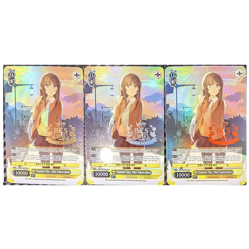 

Anime Goddess Story Characters DIY Collectible Cards Sakurajima Mai Laser Flash Cards Boy Game Toys Christmas Birthday Presents