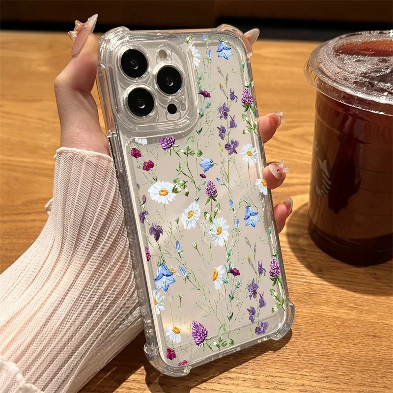 Clear Flower Leaves Shockproof Phone Case
