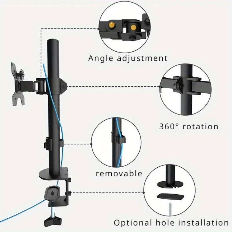BEISHI Single LED LCD Monitor Arm Desk Mount Stand Heavy Duty Fully Adjustable Computer Mount for Screen up to 27 inch
