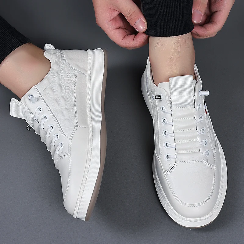 Herren Leder Sneaker, Vulkanisierte Freizeitschuhe Zum Laufen_voghion.com