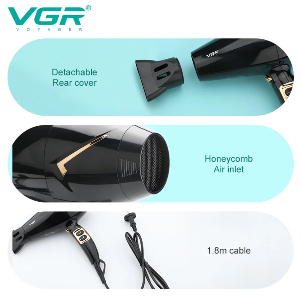 Hair Dryer Machine Negative Ion Hot and Cold Adjustment VGR V-423