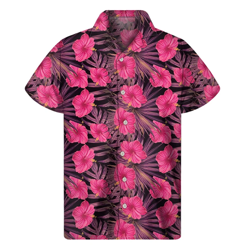 thumbnail image 1 of Camisa hawaiana con estampado 3D de plantas tropicales para hombre, camisas con botones para playa, camisetas de manga corta de verano, blusa hawaiana con solapa de calle, 1 of 5