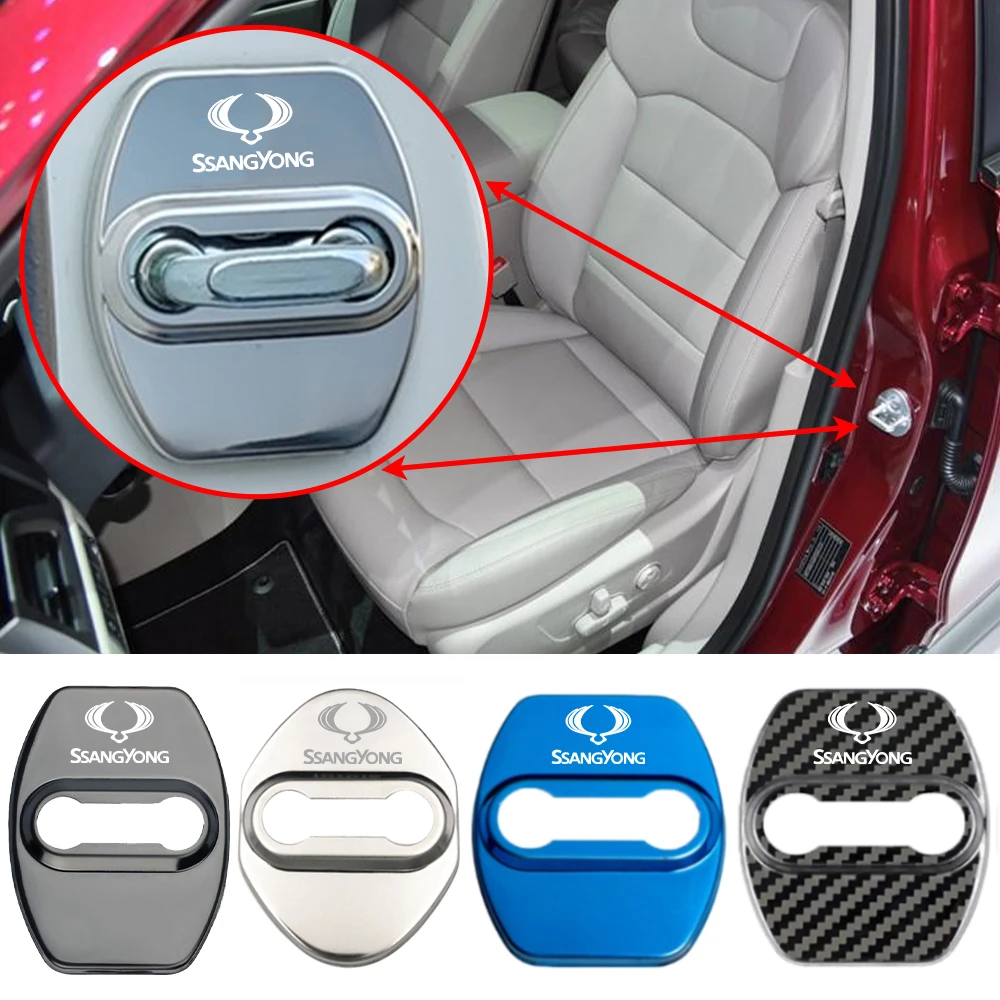 Car Door Lock Cover Auto Emblems Case For Ssangyong Xlv Torres Tivoli Rexton Musso Korando