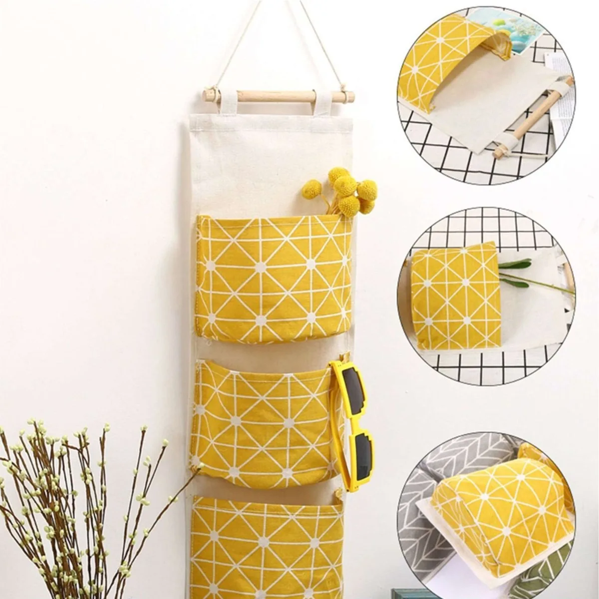 Hanging storage organizer 3 Pockets Hanging Organizers Waterproof Hanging Storage Bag Wall Mounted Closet Organizer Bear Flamingo Sundries Bags Home Decor