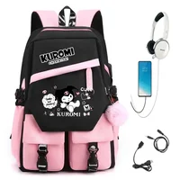 MINISO Kuromi Melody Joint Peripheral Backpack Female Cute Elementary School Students Junior High School Bag Mochila 3