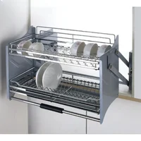 Kitchen 304 Dish Hanging Cabinet Pull Basket Lift Up Push Down Pull-down Bowl Rack Lift Cabinet Storage Damping Pull Basket 1