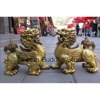 A pair Fengshui talisman Door Fu Dog Lion Lucky pixiu beast kylin Brave troops 1