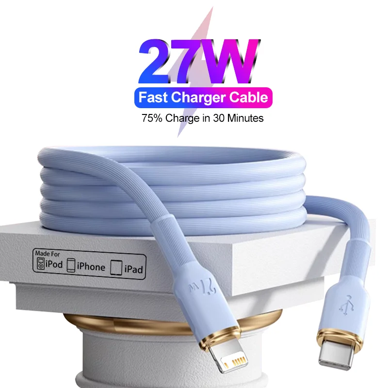 Кабель USB C для IPhone 14 Pro Max, быстрая зарядка, аксессуары для L, силиконовый провод PD 27 Вт для Apple iPad