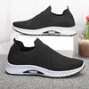 Solid Fashion Knitting Casual Shoes Men Super Light Breathable Stretch Socks Shoes Sneakers Slip On Tenis Masculino Black Zapato 3