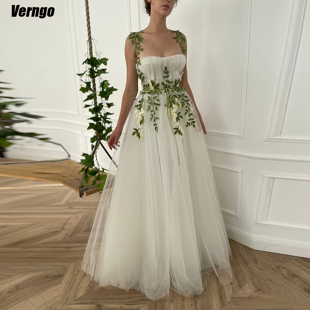 

Verngo A-line Tulle Wedding Dresses Spaghetti Straps Appliques Strapless Bridals Gowns 2024 Bride Dress Robes De Soirée