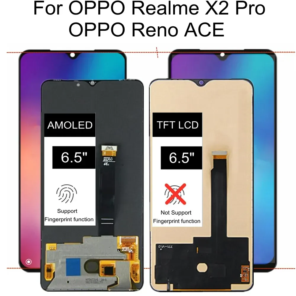 

6.5" For OPPO Reno ACE PCLM10 LCD Display Touch Screen Digitizer Assembly For Realme X2 Pro RMX1931 LCD