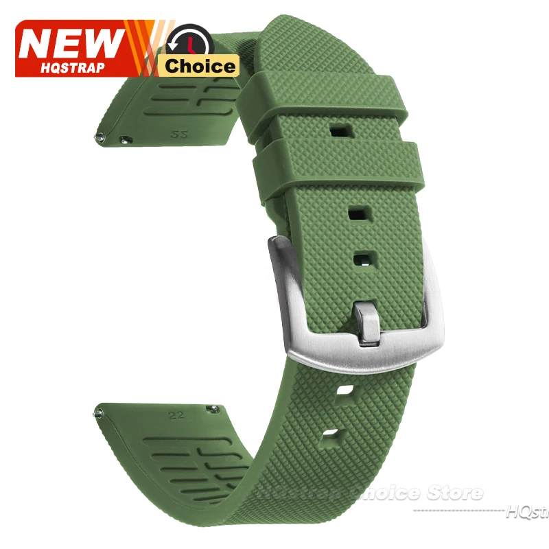 Silver Black Clasp Waterproof Sports Silicone Watch Band