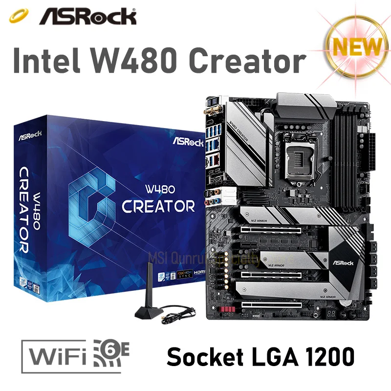 

ASRock W480 Creator LGA1200 Motherboard DDR4Quad CrossFireX SATA3 USB3.2 ATX Intel W80 Mainboard Workstation Mainboard DDR4 New