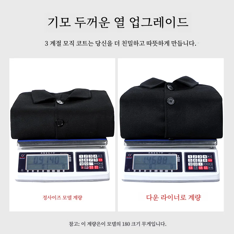 탈착식 내부 안감 Romon 남성용 중간 길이 오버코트 2023 겨울 두꺼운 모직 자켓 남성용 겉옷