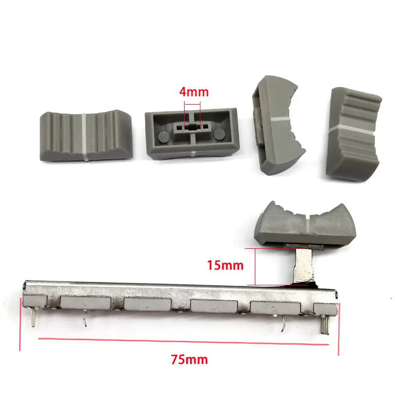 2 Pezzi Yamaha Mg124Cx Mixer Push Pin Doppio Potenziometro A20K, Lunghezza Maniglia 15Mm, 6 Pin 75Mm Cappello Grigio