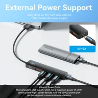 Vention USB 3.2 Gen2 HUB 5 портов Разветвитель 10 Гбит/с USB A Тип C Многопортовый адаптер для MacBook iPad Расширение ноутбука ПК Настольный компьютер — изображение 6
