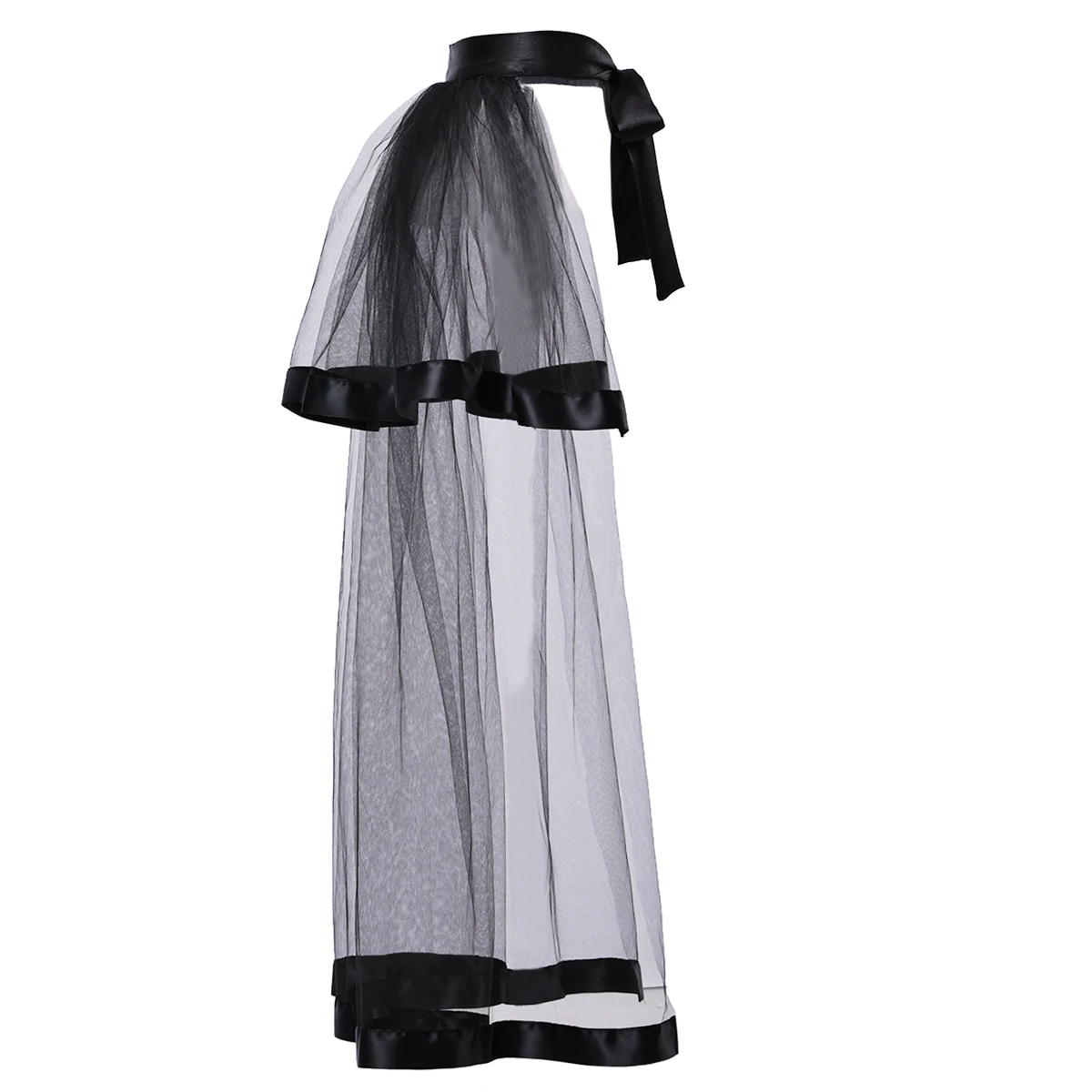 QIANZI Womens Victorian Steampunk Skirt Tulle Bustle Ribbon Asymmetrical High Low Tutu Underskirt 5 Colours 