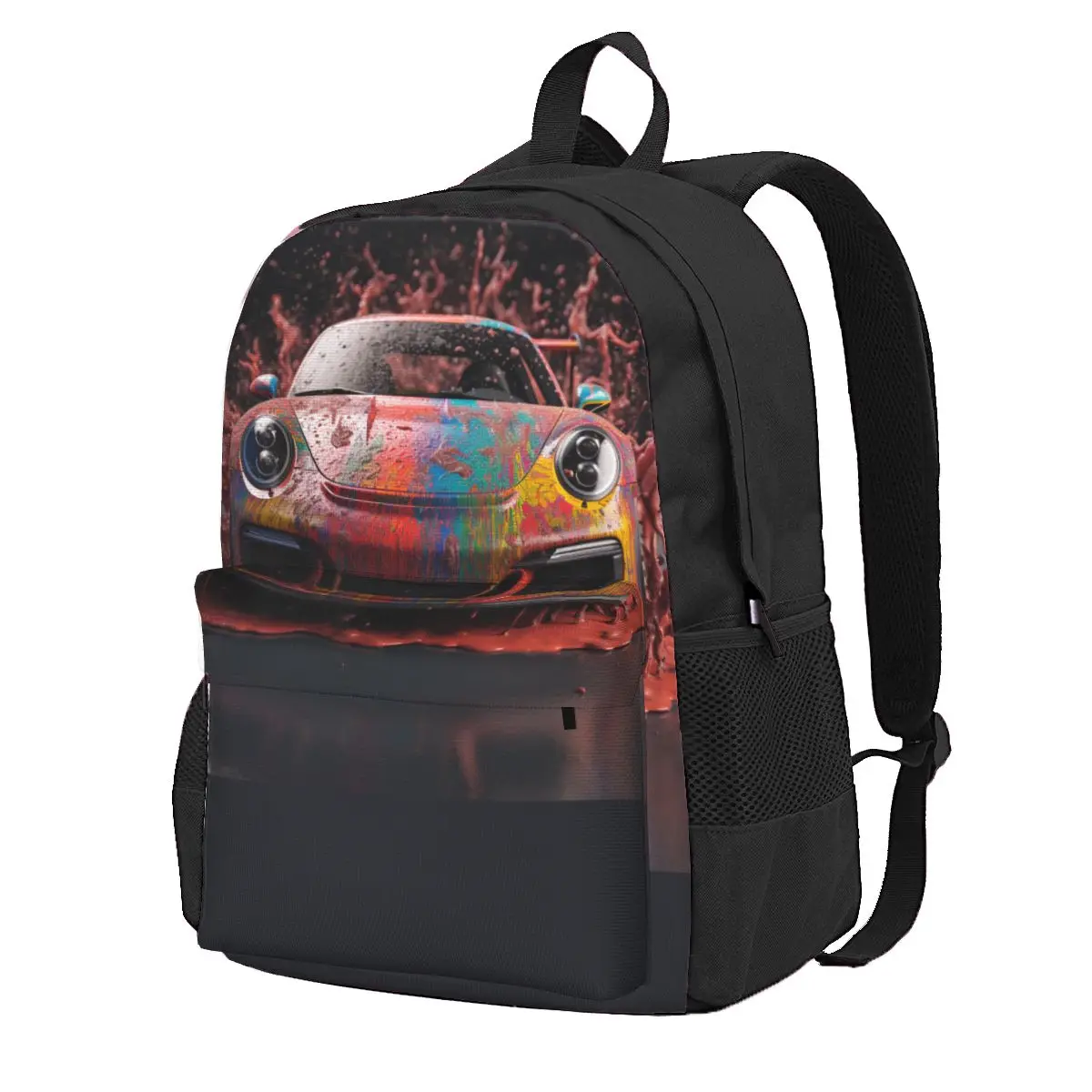 

Classic Sports Car Backpack Liquid Splash Explosion Stylish Backpacks Men Cycling Soft School Bags Custom Rucksack