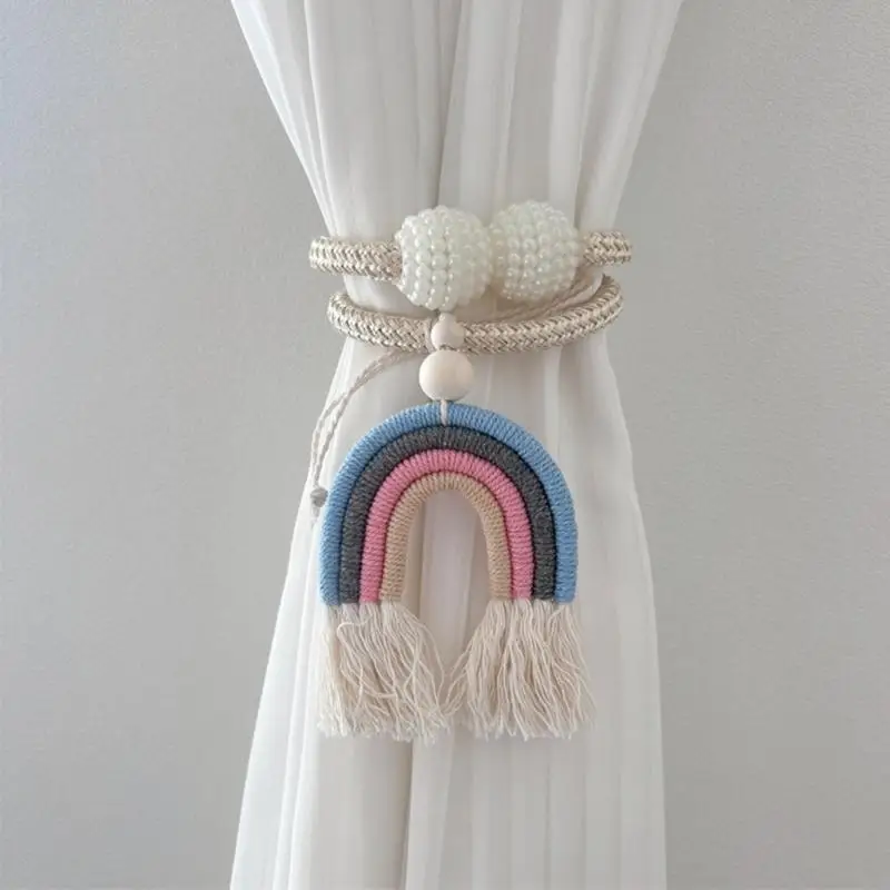 2Sets Rainbow Tasseled Curtain Tiebacks,Curtain Holders With Clip Children Room Decorative Hooks X3UC