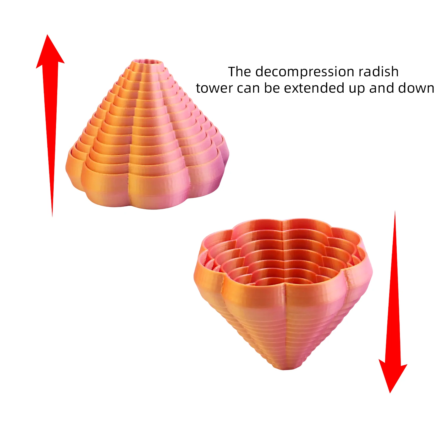 3D printed carrot tower decompression toy, decompression artifact creative toy, spinning finger gyroscope