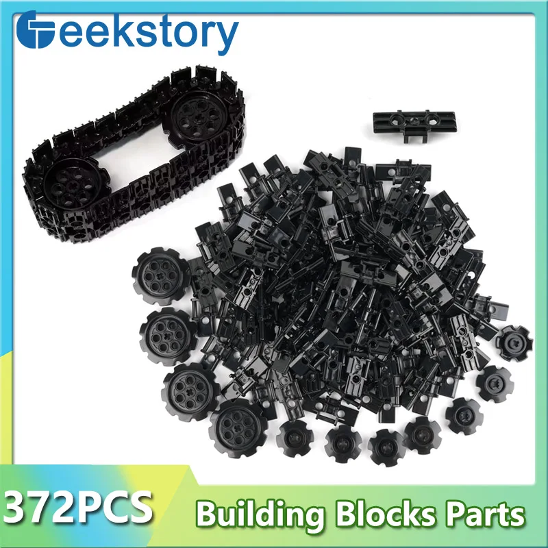 372PCS Caterpillar Chain Gears Bricks Parts Tank Chain Crawler Track Wheels Kit Technical Tracks Building Blocks Assembly Toys