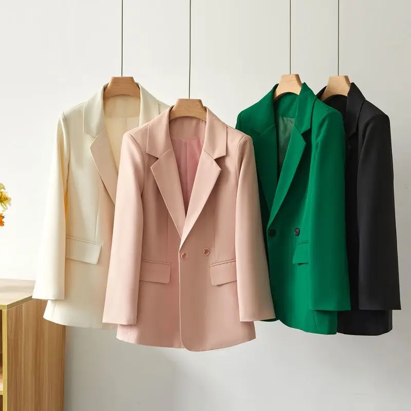 

YTNMYOP Office Lady Blazer Solid Elegant Suit Coat Women Spring And Autumn New Fashion Korean Style Suit Top Trend S-7XL