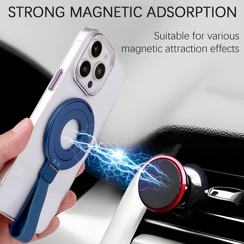 Mobile Phone Finger Ring Magnetic Holder Strong Magnet Bracket 360° Rotation Stand With Strap For Magsafe Iphone Samsung Xiaomi, Alina Gadgets