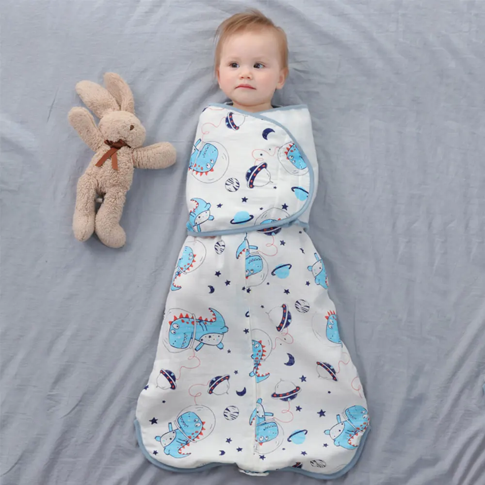 Newborn Sleeping Bag Spring Fox Dinosaur Print Anti-Startle